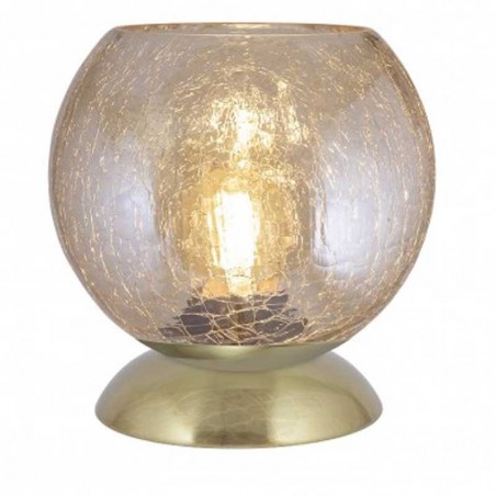 Lámpara de mesa 18cm de metal y cristal acabado latón y ambar E27