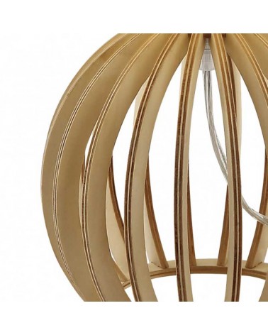 Table lamp 41cm in wood and fabric with natural and white finish E27