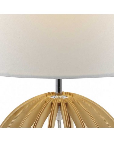 Table lamp 41cm in wood and fabric with natural and white finish E27