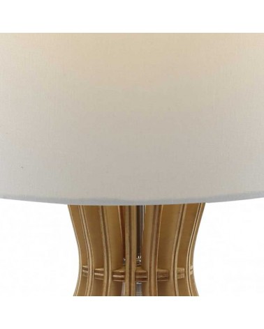 Table lamp 37cm in wood and fabric with natural and white finish E27