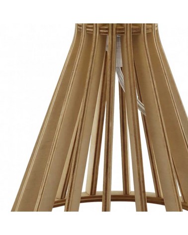 Table lamp 37cm in wood and fabric with natural and white finish E27