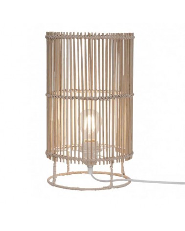 Table lamp 36cm in rattan and metal with natural and white finish E27