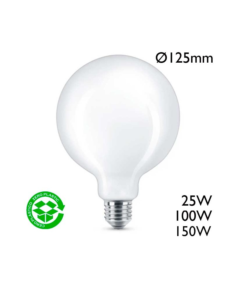 Globe bulb 125mm incandescent opal E27 230V