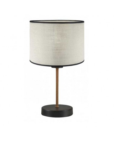 Table lamp 35cm metal and fabric with black, oak and beige finish E27