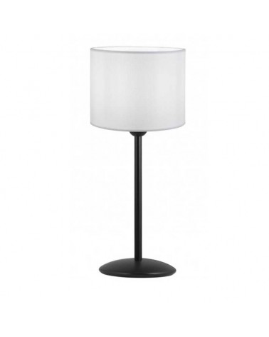Lámpara de mesa 32cm de metal y tela acabado negro y blanco E27