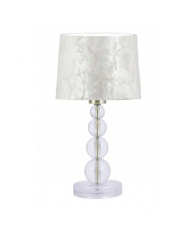 Table lamp 30cm metal, nacre and methacrylate with brass and white finish E27