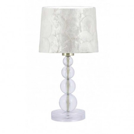 Table lamp 30cm metal, nacre and methacrylate with brass and white finish E27