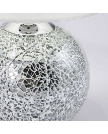 Lámpara de mesa 33cm de cerámica y tela acabado blanco y gris E27