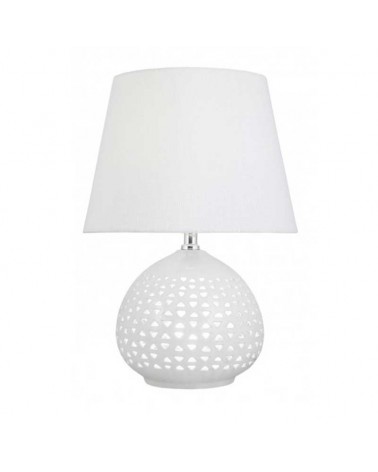 Table lamp 41cm ceramic and fabric with white finish E27