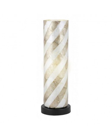 Table lamp 38cm metal and nacre with black, beige and white finish E27