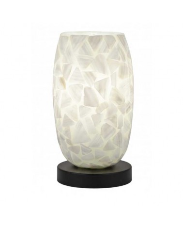 Table lamp 25cm metal and nacre with black and white finish E27