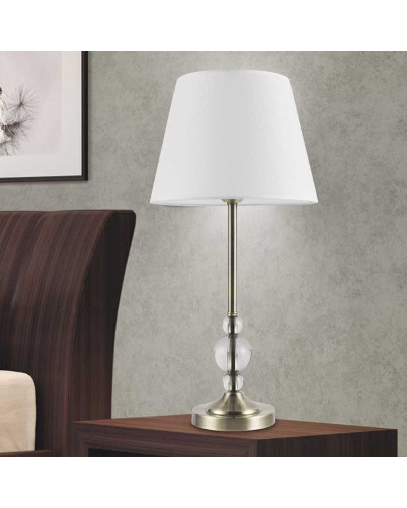 Lámpara de mesa 61cm de metal y tela acabado latón E27