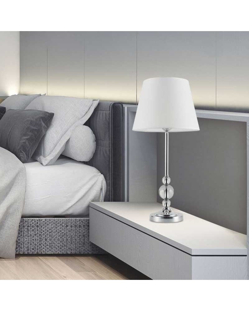 Table lamp 61cm metal and fabric with chrome finish E27