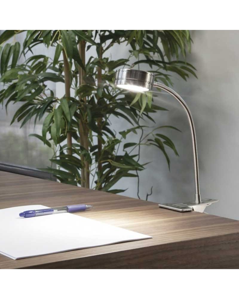Foco con pinza 39cm de altura LED de metal acabado níquel satinado 5W 4000K