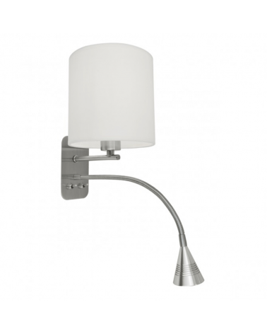 LED Wall lamp with screen and reading point in satin nickel finish 1 X E14 +  3W 3000K 300LM