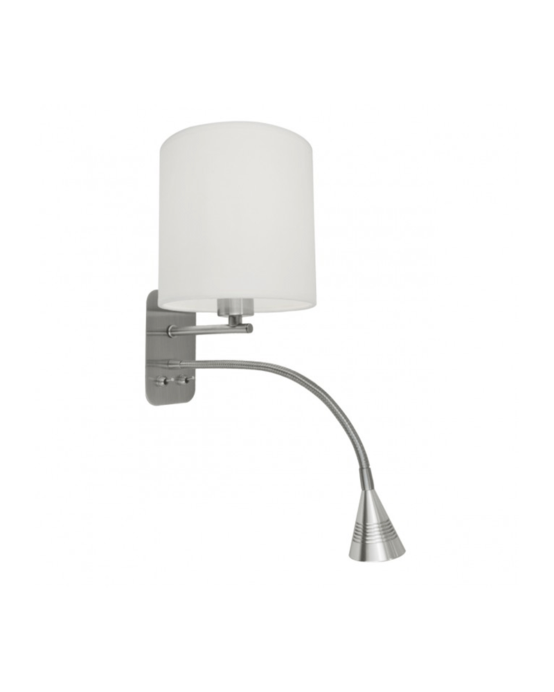 LED Wall lamp with screen and reading point in satin nickel finish 1 X E14 +  3W 3000K 300LM
