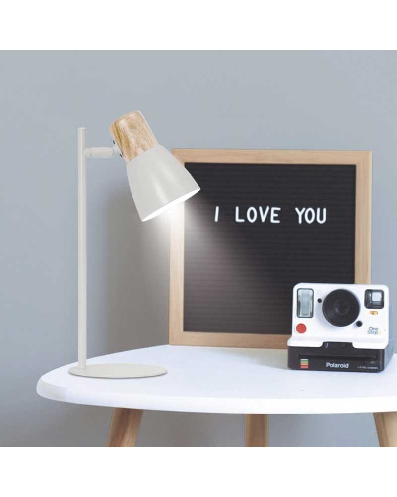 Table lamp 42cm metal and wood E27