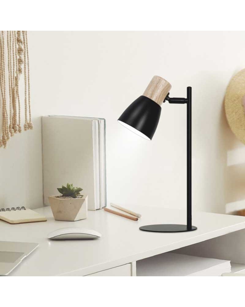 Table lamp 42cm metal and wood E27