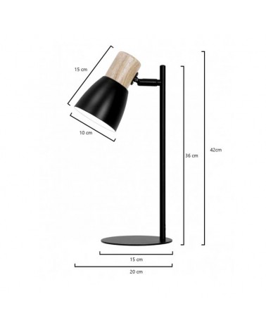 Table lamp 42cm metal and wood E27