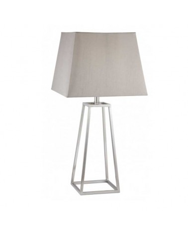 Table lamp 61cm metal and fabric in brown and satin nickel finish E27
