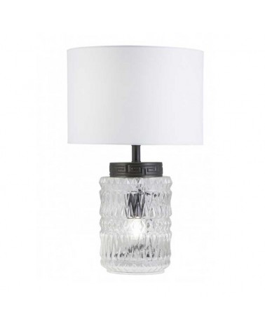 Table lamp 49cm glass, metal and fabric with black and white finish 2xE27