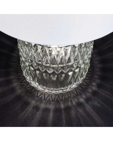 Table lamp 49cm glass, metal and fabric with black and white finish 2xE27