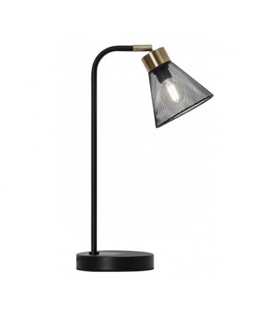 Table lamp 42cm black and brass finished metal E27