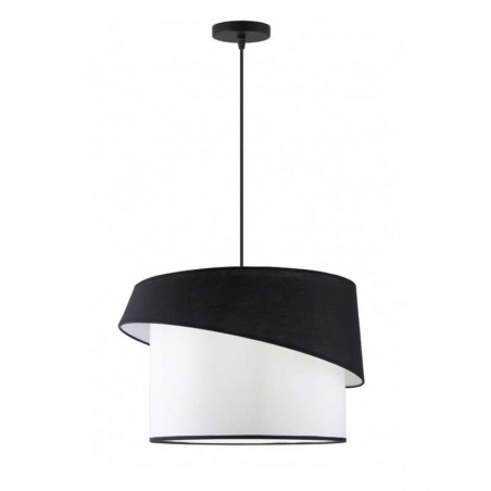 Lámpara de techo 40cm de metal y tela acabado negro y blanco E27