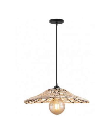 Ceiling lamp 40cm metal and rattan with black and natural finish E27
