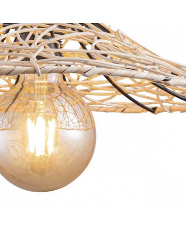 Ceiling lamp 40cm metal and rattan with black and natural finish E27