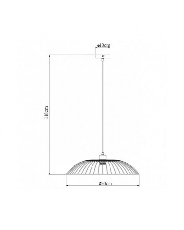 Ceiling lamp 50cm metal and rattan rods black and natural finish E27