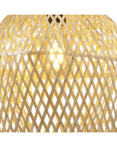 Ceiling lamp 30cm metal and wicker with black and natural finish E27