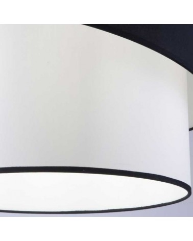 Lámpara de techo 40cm de metal y tela acabado negro y blanco E27