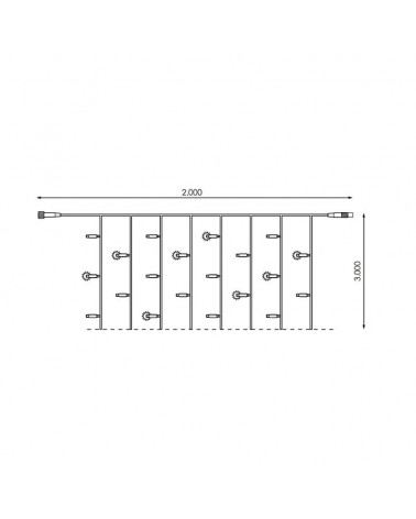 Cortina de LEDs dorados 2x3m cable dorado empalmable con 300 leds flashing