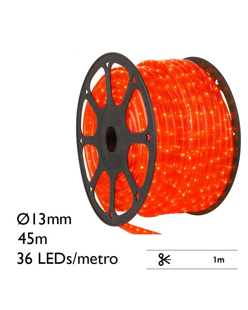 Bobina 45m hilo LED, 36 leds x metro 1620 leds IP67 230V