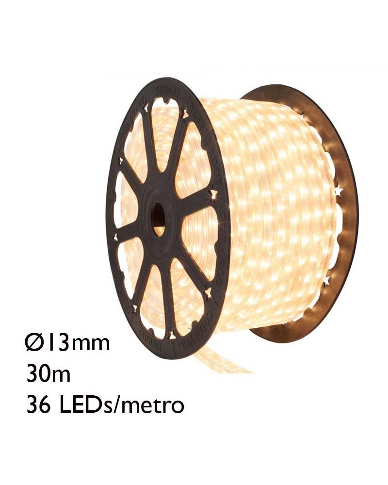 Bobina 30m hilo LED, 36 leds x metro 1080 leds IP54 baja tensión 24V