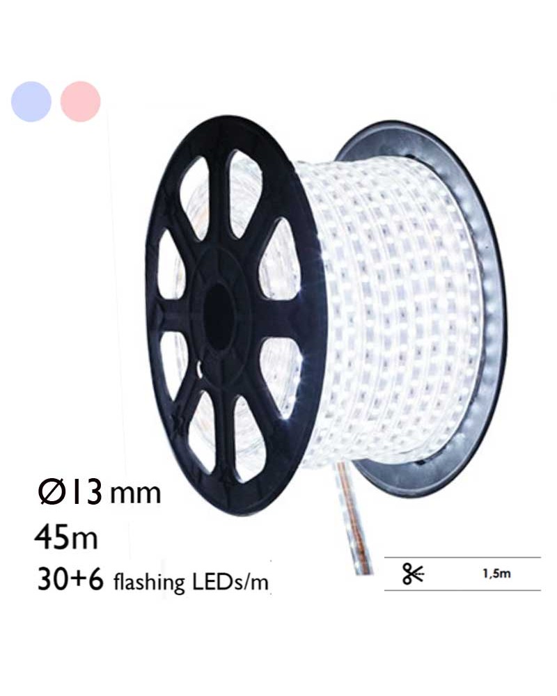 Bobina 45m hilo LED 30 leds/m + 6 leds/m flashing 1620 leds IP44 230V