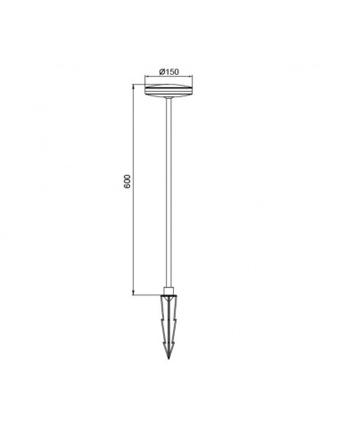 Baliza de exterior con pincho 60cm LED 12W aluminio acabado negro 3000K IP54