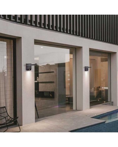 Aplique pared de exterior 17,8cm LED de aluminio 20W 3000K IP54 con sensor de movimiento