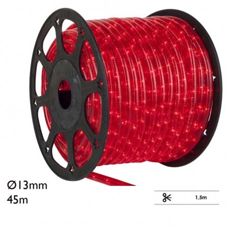 Bobina 45m hilo LED rojo cable transparente IP44 230V