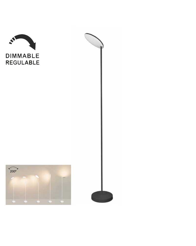 Lámpara de pie 182cm LED de aluminio 30W 3000K REGULABLE