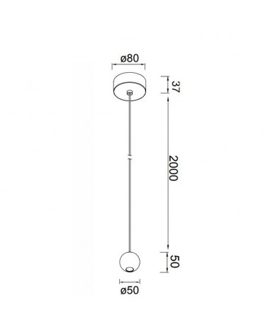 Lámpara colgante 5cm de diámetro 5W LED aluminio 3000K