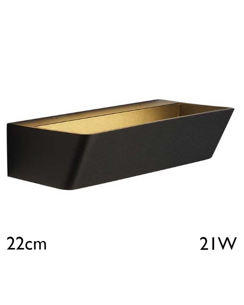 Wall light 22cm wide 21W LED aluminum black sand 3000K