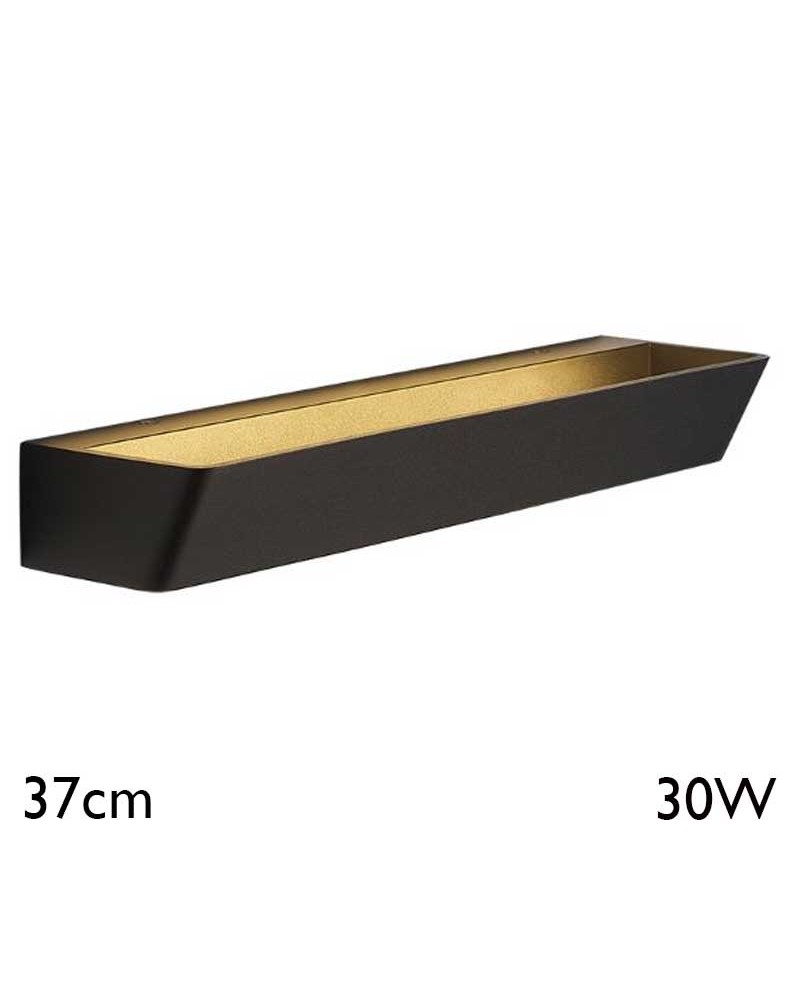 Wall light 37cm wide 30W LED aluminum black sand 3000K