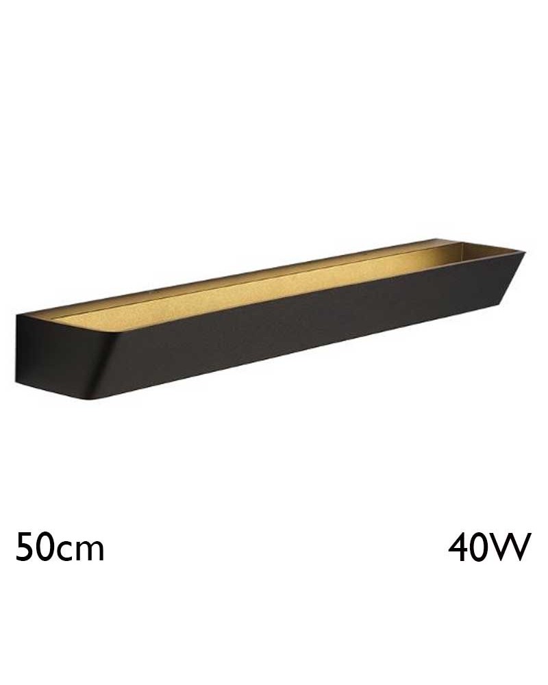 Aplique de pared 50cm de ancho 40W LED aluminio negro arena 3000K