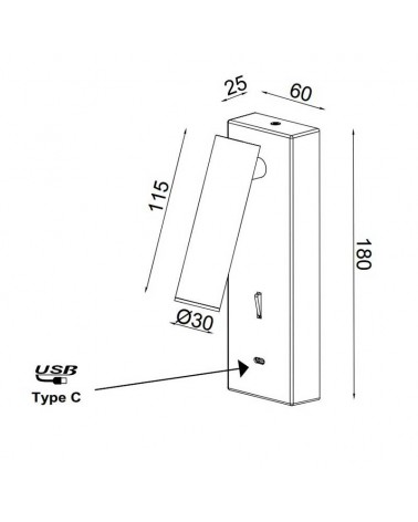 Wall light white finish LED 3W aluminum switch USB mobile charger 3000K