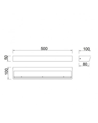 Aplique de pared 50cm de ancho 40W LED aluminio negro arena 3000K