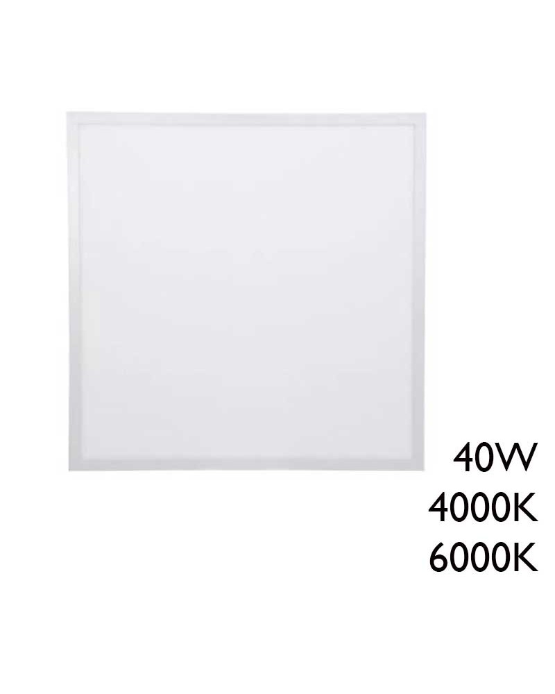Panel LED de empotrable cuadrado de aluminio acabado blanco 40W 60x60cm +25.000h