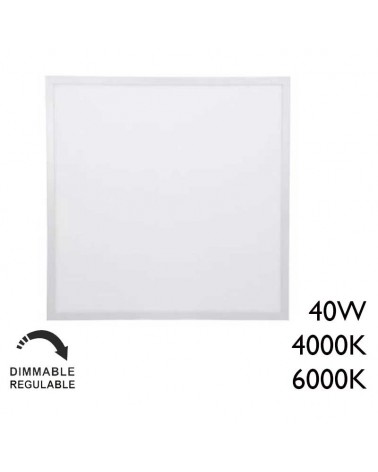 Square recessed aluminum LED panel with white finish 40W 60x60cm +25,000h DIMMABLE