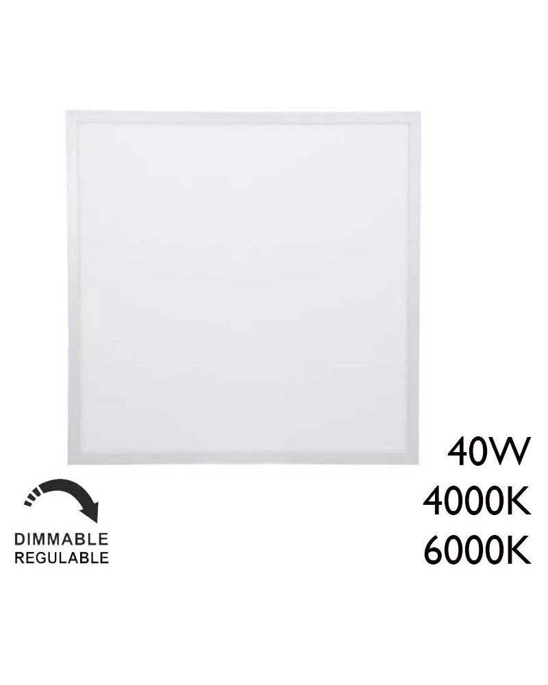 Panel LED de empotrable cuadrado de aluminio acabado blanco 40W 60x60cm +25.000h REGULABLE